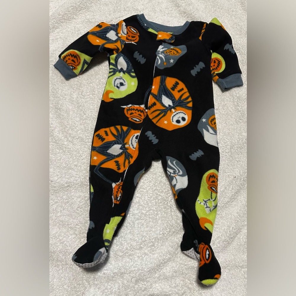 Disney Halloween Kids One Piece Footie - Black, Orange, Green
